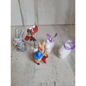 Mosaic easter‎ bunny rabbit ornament Xmas set mistletoe
